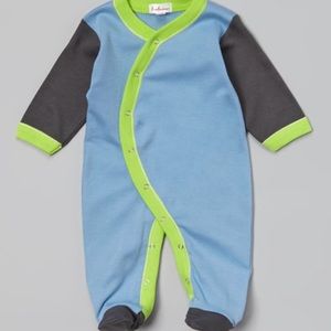 LORALIN DESIGN  Gray & Blue Footie 3-6M